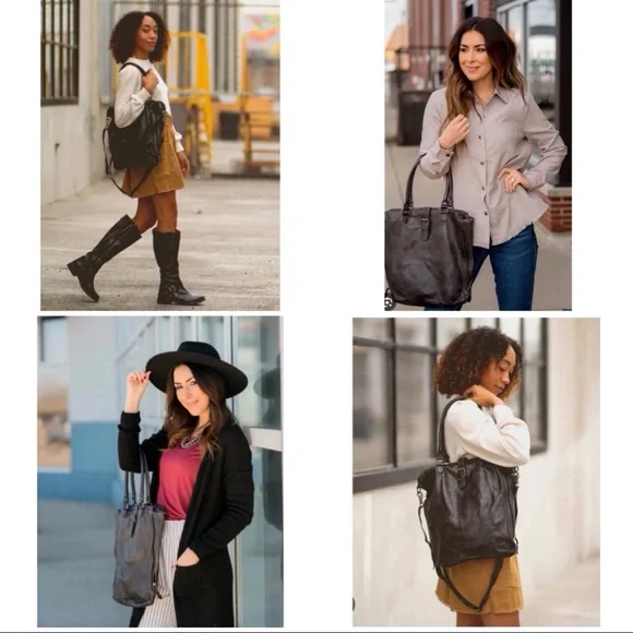 NWT Bed Stu Leather Mildred Tote Shoulder Crossbody Bag Black DD Retail $ 325